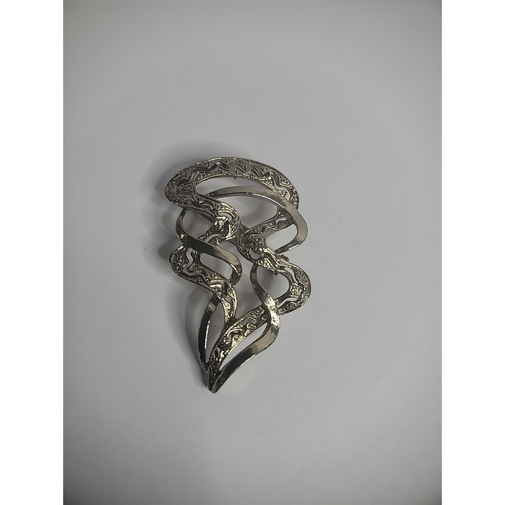 Vintage Silver Tone‎ Brooch Pin Swirled Textered Solid Jewelry Costume